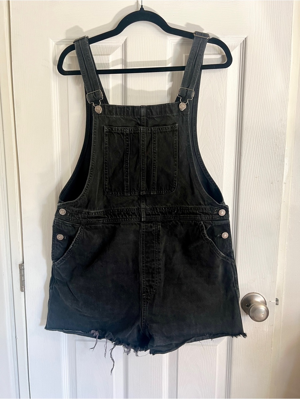 Madewell Black Denim Short Overalls L